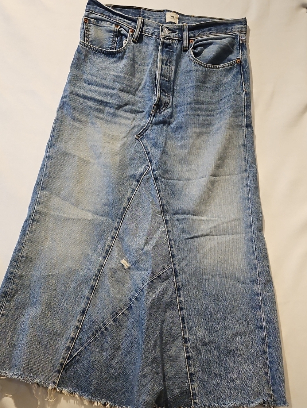 Light Blue Denim Maxi Skirt - Classic A-Line